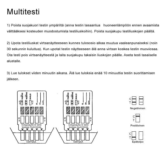 huumetestin tekeminen virtsanäytteestä
